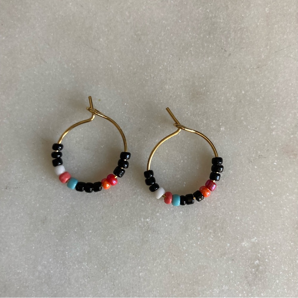 Little Beaded Gold Hoops